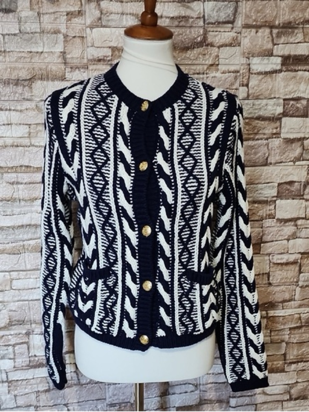 Martha Stewart collection cable Knit Cardigan size M